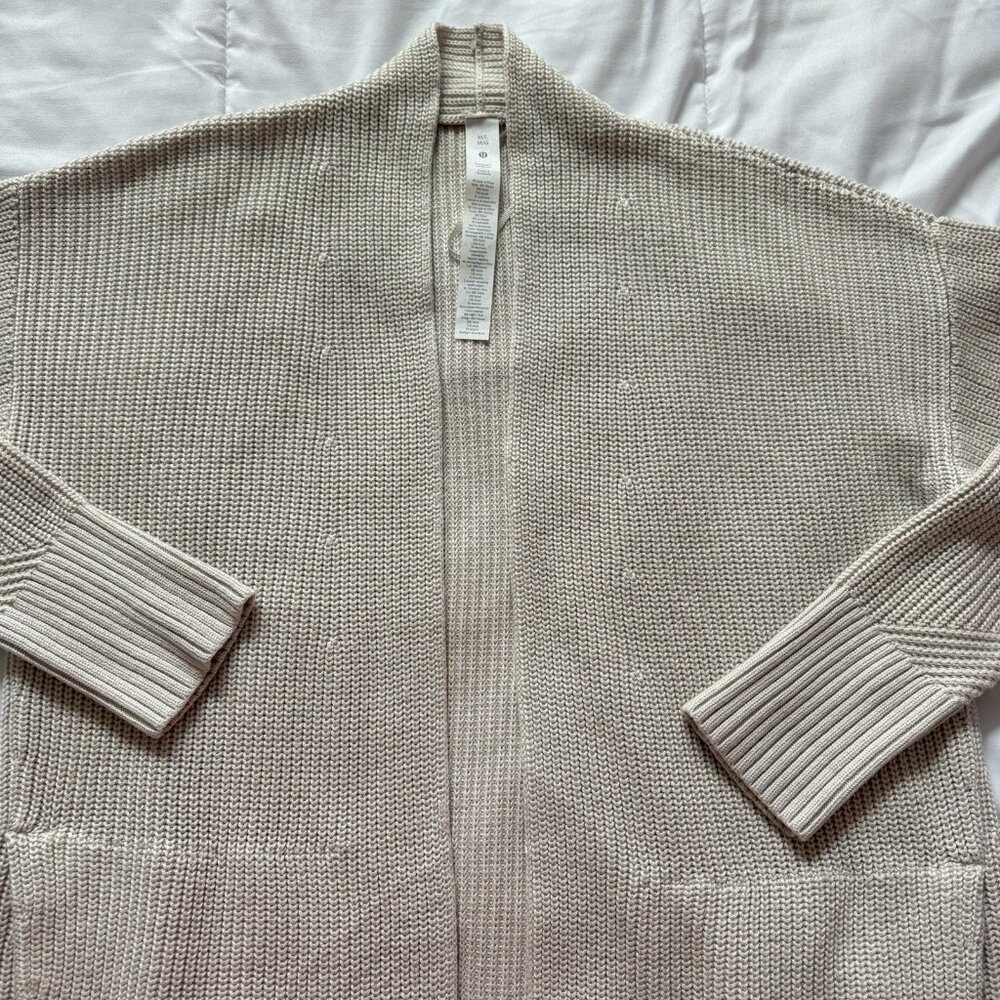 Lululemon Womens Long Sleeve Open Front Cardigan Sweater Tan Womens Size M/L - Picture 3 of 9